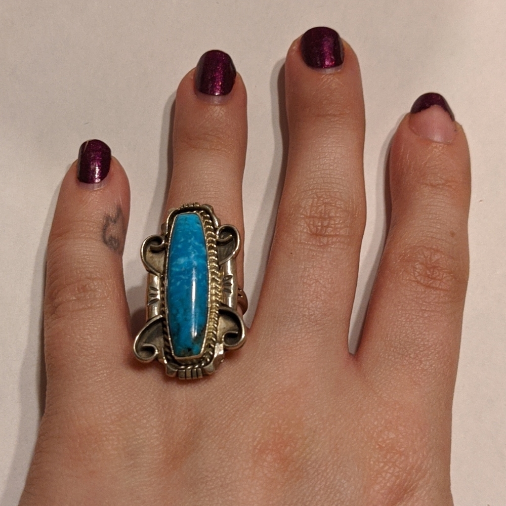 925 Running Bear Turquoise Ring - image 4